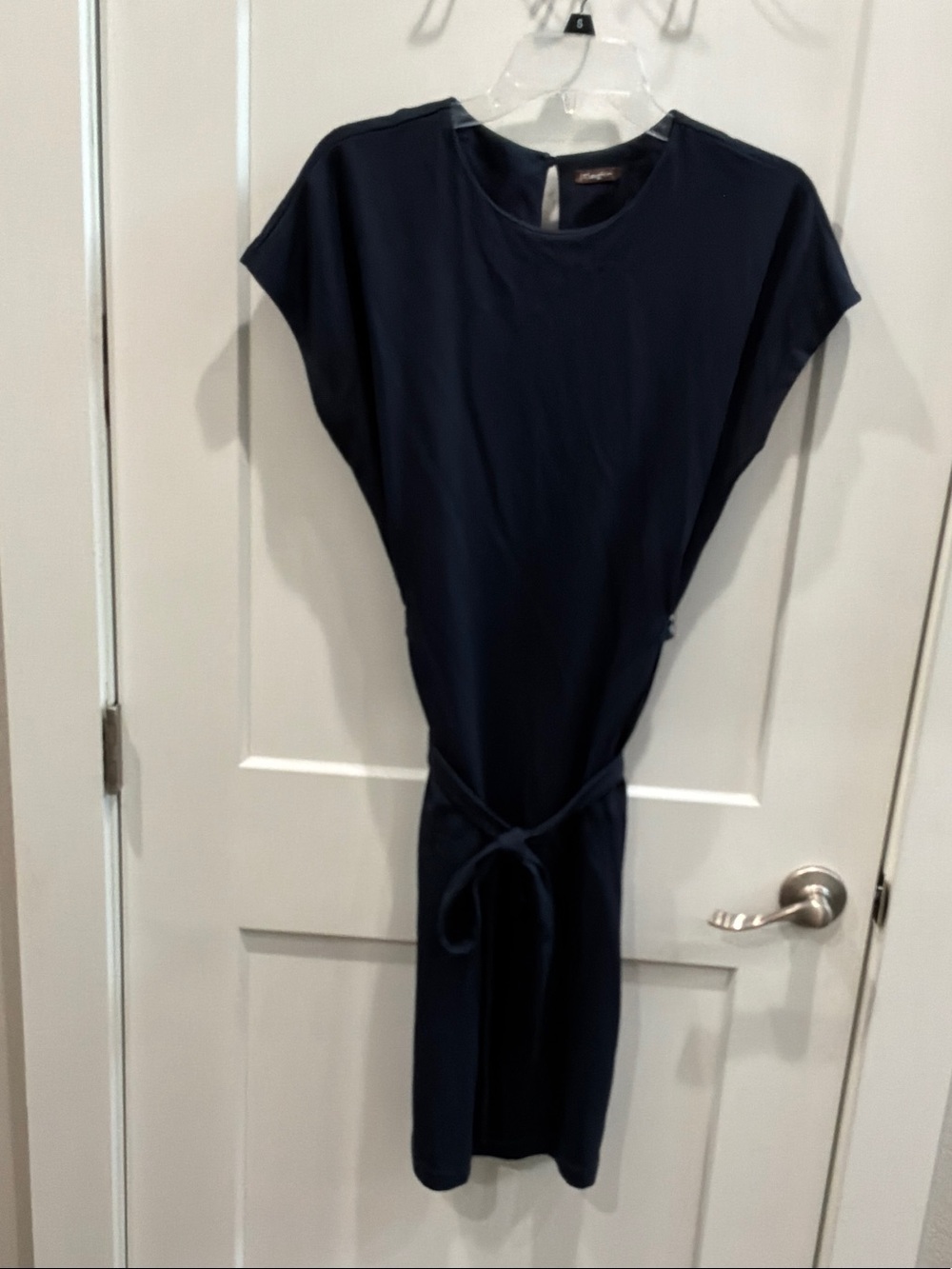J. McLaughlin Medium Dark Navy Tie-Waist Back or Double to Front Midi Dress Soft